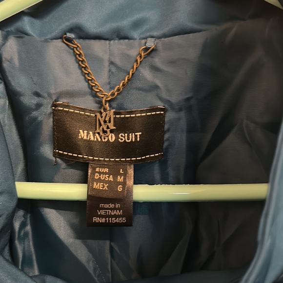 Mango Blue high neck cloth Trench coat with buttons & belt & lining ! - Picture 4 of 11